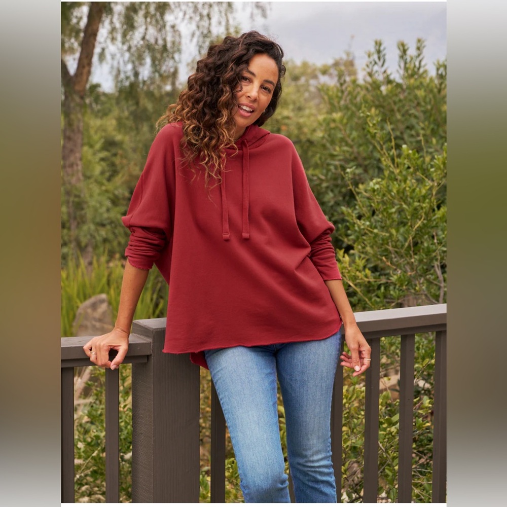 Frank & Eileen Oversized Pullover Hoodie in Brick Red